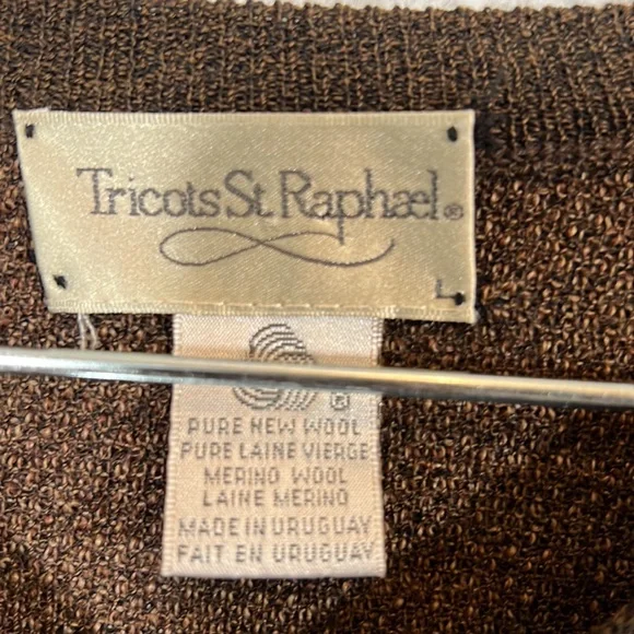 Tricots St. Raphael brown pure new wool—Merino wool sweater size Large